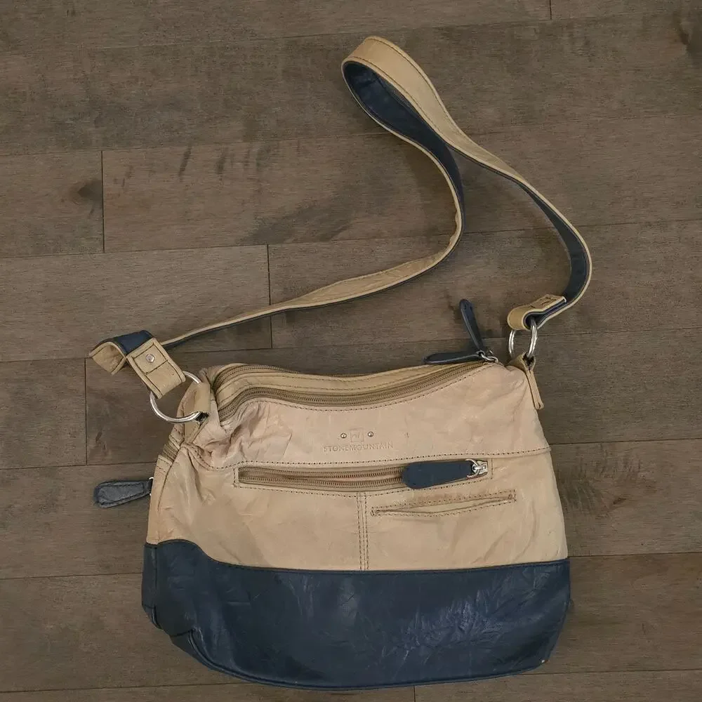 STONE MOUNTAIN beige and blue shoulder bag - Picture 8 of 12